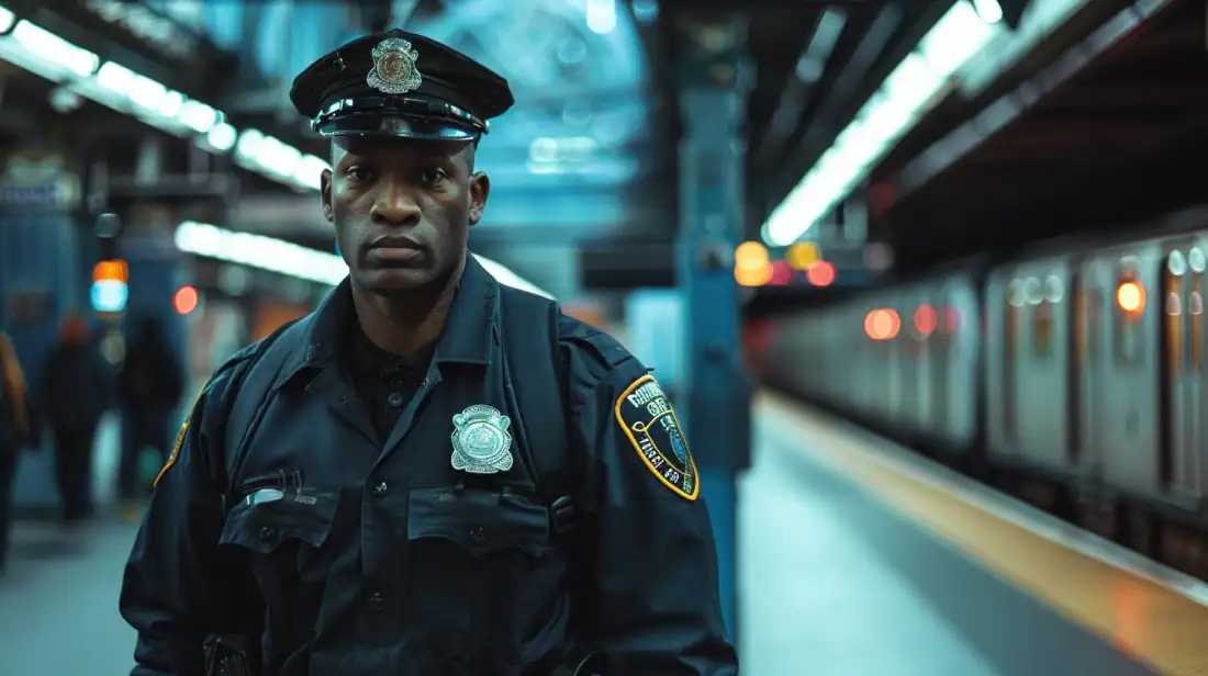 security guard in train station