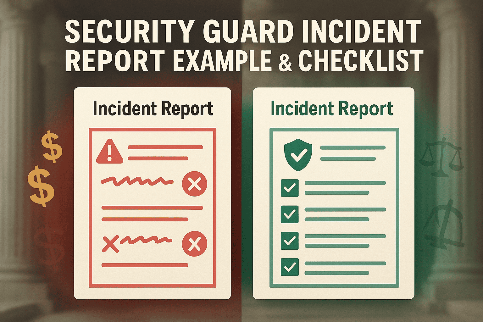 Picture of two incident reports. One good and one bad example