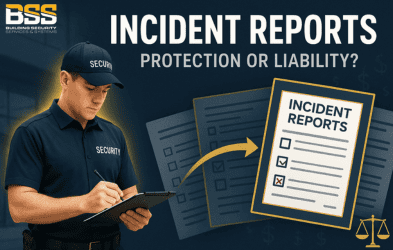 security guard writing an incident report